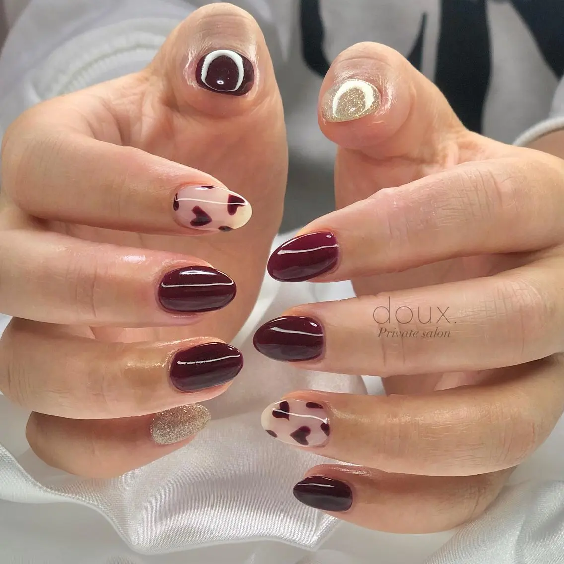 ネイル ゴールド マグネットネイル バレンタイン doux. nailのネイルデザイン