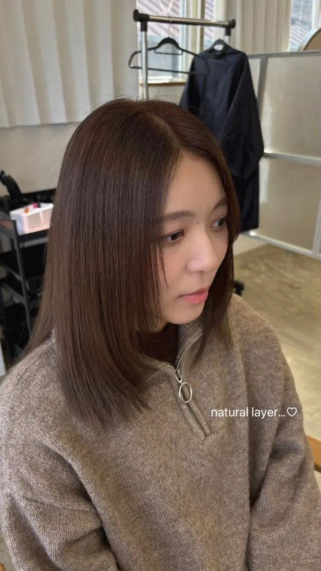 ミディアム 顔まわりレイヤー 顔周りカット レイヤーカット 髪質改善/ 艶髪🫧のヘアスタイル