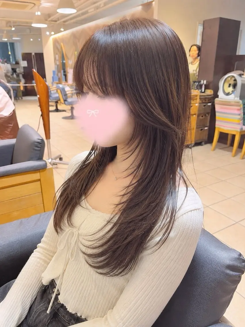 ロング カラー ヘアアレンジ 顔周りカット ハッシュカット 韓国風ヘア レイヤーカット 小顔カット カット 韓国レイヤー/ 💎Tomoya💎のヘアスタイル
