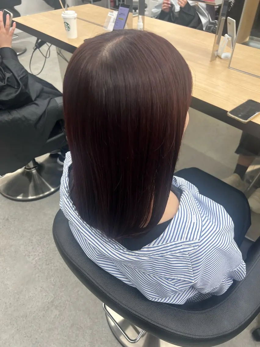 ミディアム カラー ブリーチ 髪質改善 トリートメント カット ヘアカラー トリートメント 💗愛され暖色💗 ピンク/レッド💗のヘアスタイル