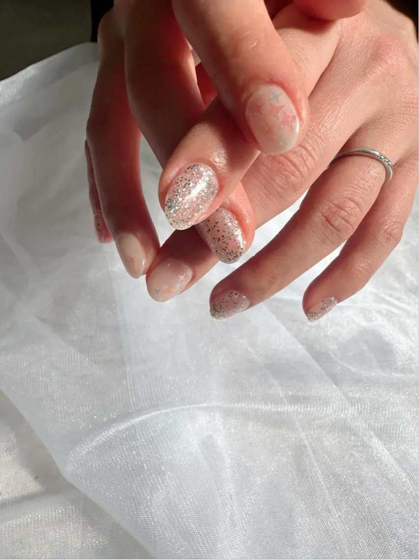 ネイル オーロラネイル クリアネイル 氷ネイル・うるうるネイル キラキラネイル 韓国ネイル 🪞KAPE NAIL 🪞のネイルデザイン