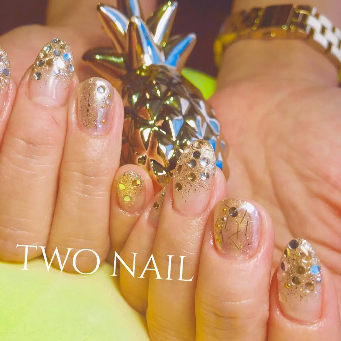 ネイル ラメ(グリッター) ラメグラデーション two nailのネイルデザイン