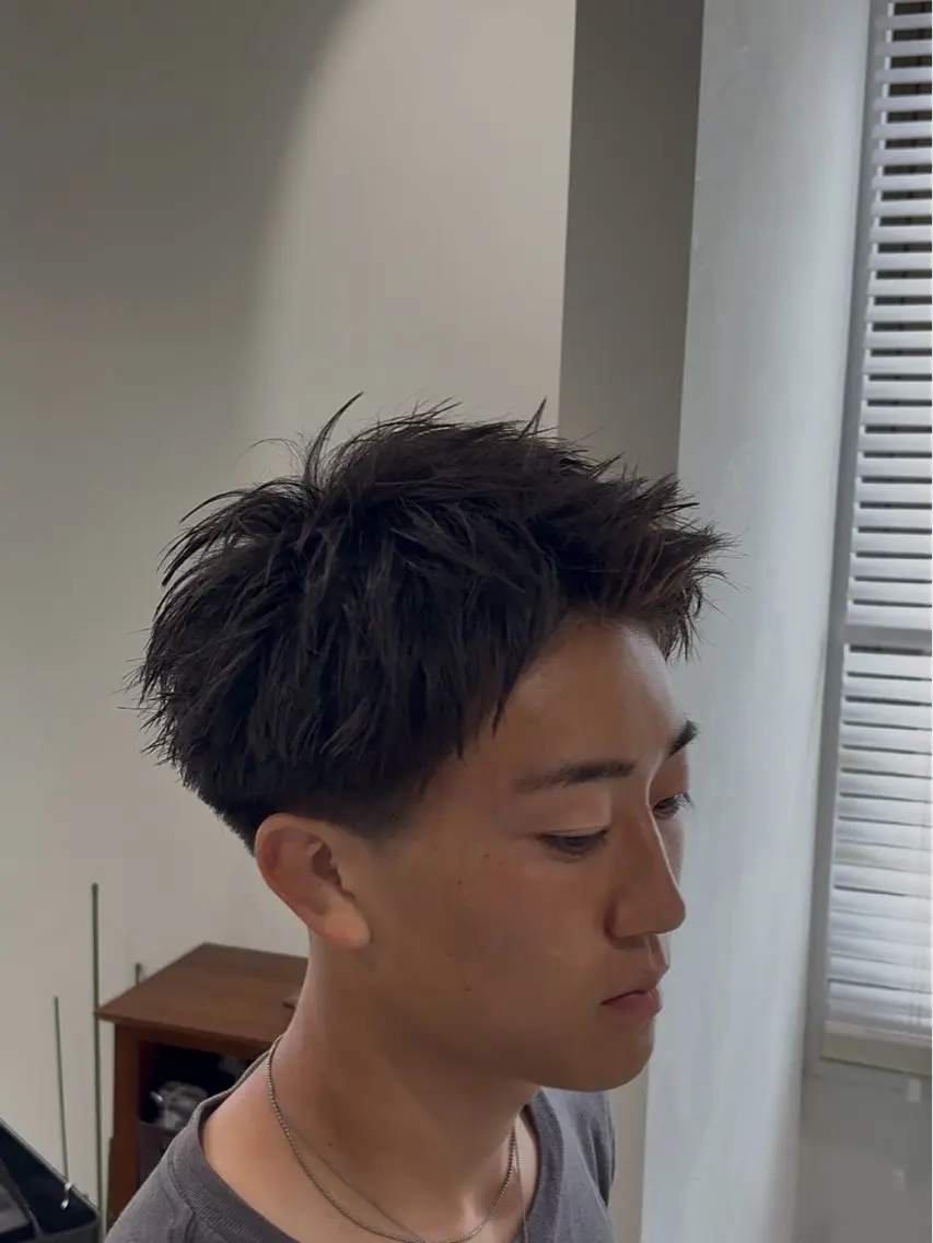 メンズ メンズパーマ スパイキーショート カット メンズパーマ/透明感 カラー/タスクのヘアスタイル