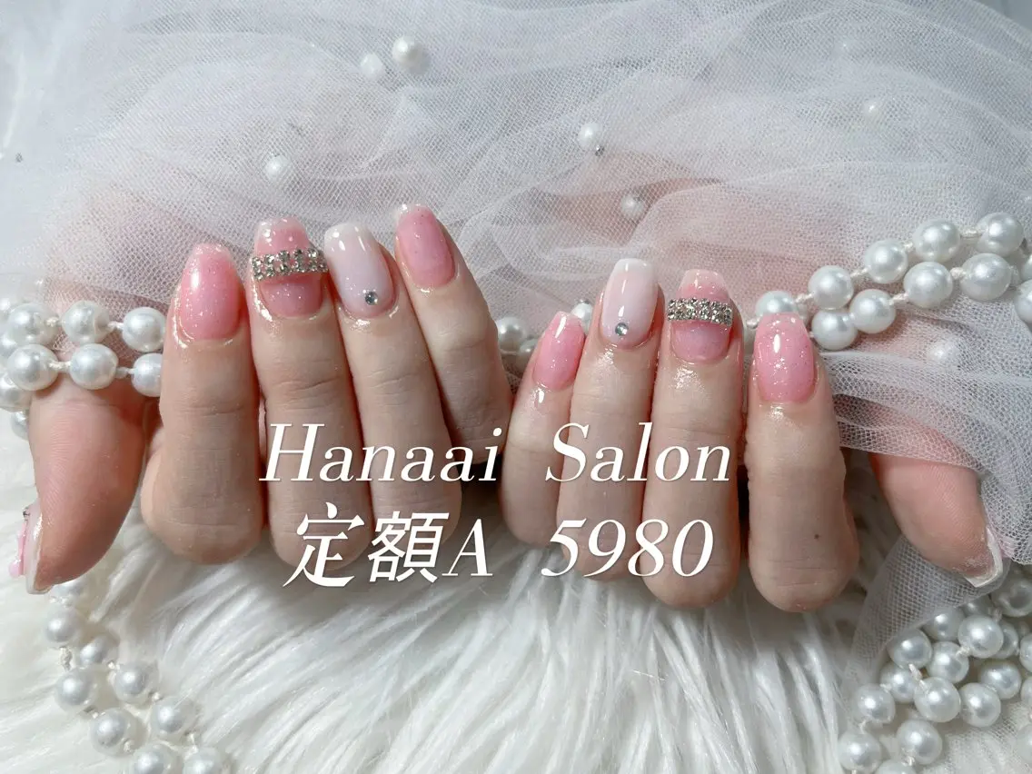 ネイル キラキラネイル 韓国ネイル ロングネイル ピンク スカルプネイル ハンドネイル Hanaai Rikaのネイルデザイン
