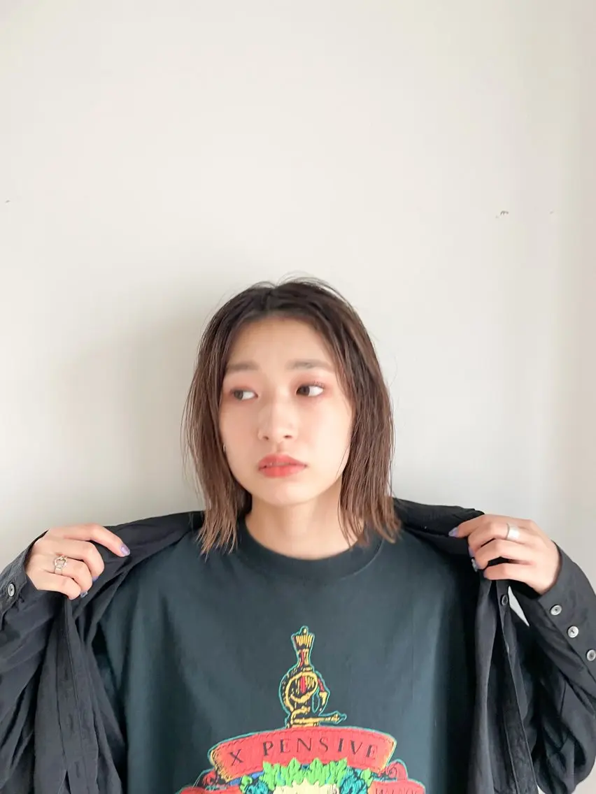 ミディアム カラー ベージュカラー ブリーチ 透明感カラー ブリーチなしカラー ボブ カット ヘアカラー Takuma Suzuki中目黒のヘアスタイル