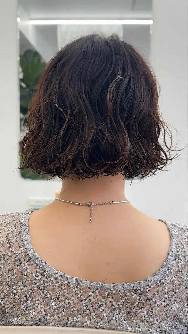 ショート パーマ カット パーマ トリートメント ボブ/レイヤー/ケア パーマ/リュウタのヘアスタイル
