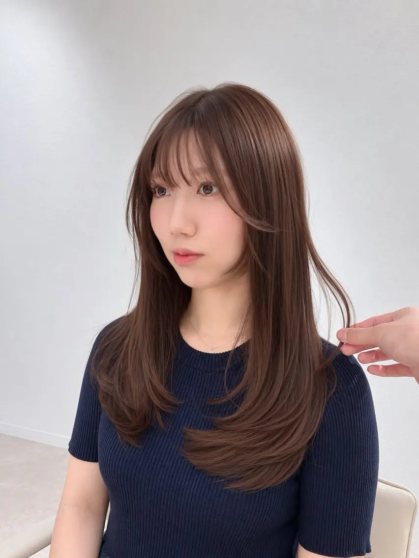 ミディアム レイヤーカット カット ヘアカラー 安達 祥生のヘアスタイル