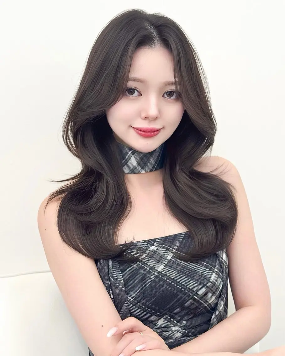 ロング カラー カット ヘアカラー トリートメント 韓国ヘア　紗希 🦋のヘアスタイル