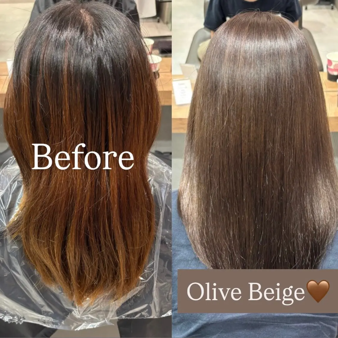 セミロング カラー ベージュカラー 透明感カラー オリーブベージュ 似合わせカット ヘアカラー トリートメント 艶カラー✨️髪質改善 🪽縮毛矯正mamiのヘアスタイル