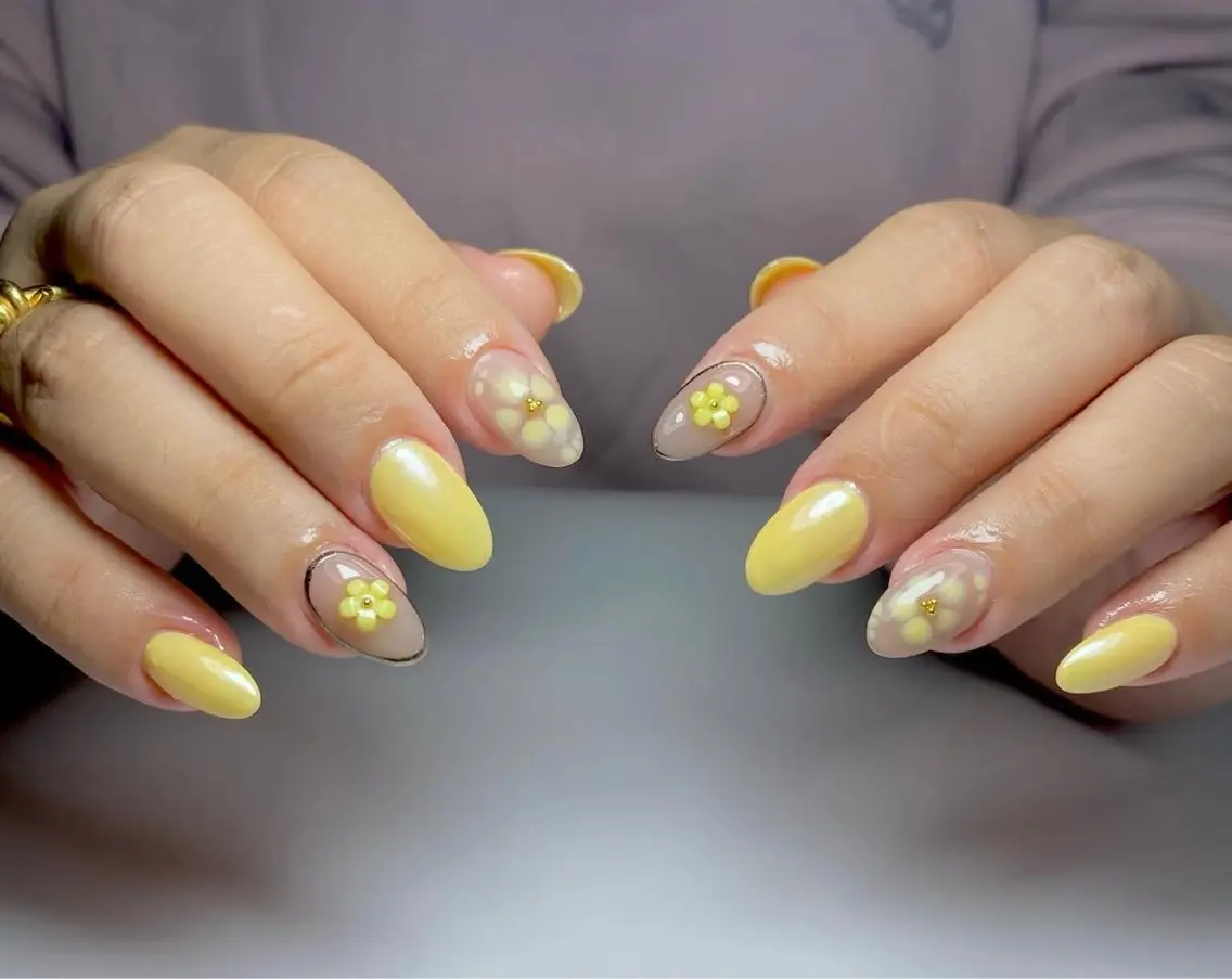 ネイル ハンドネイル 🎀PG🩵 ネイルサロンのネイルデザイン
