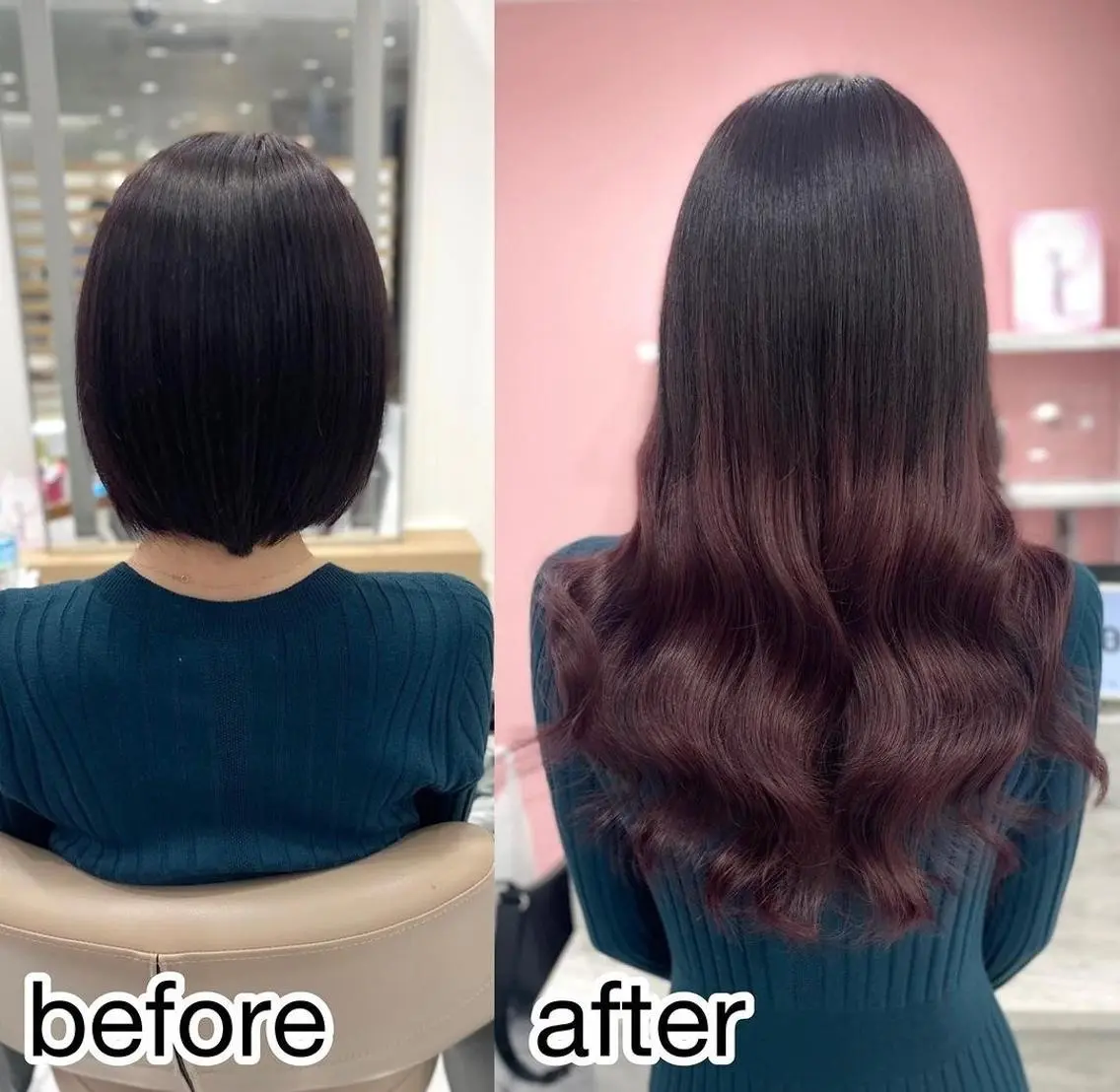 セミロング カラー ✨️韓国風カラー✨️ 最高級エクステ✨️のヘアスタイル