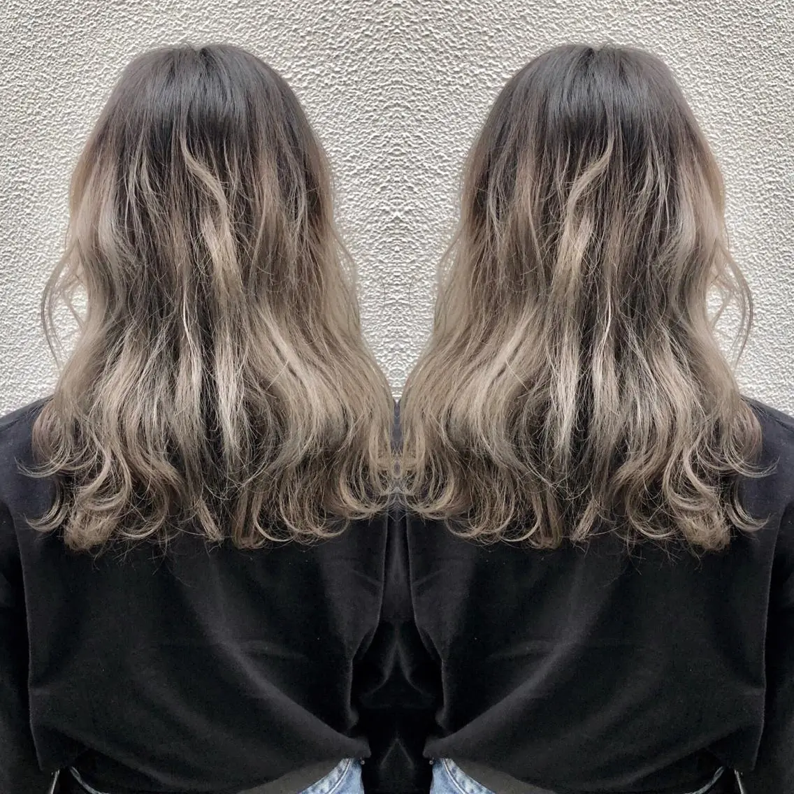 セミロング カラー ブロンド M IIのヘアスタイル