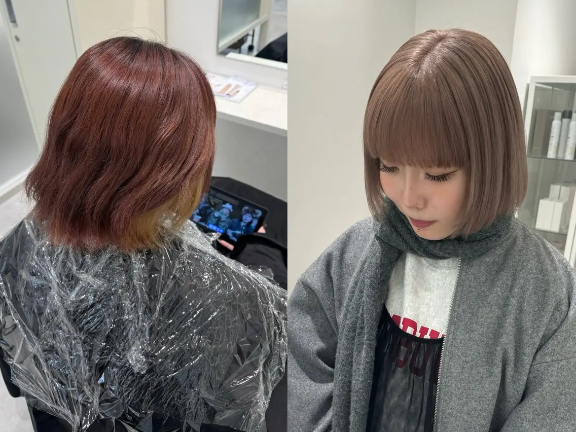 ショート 切りっぱなしボブ ボブ 柔らかい透明感カラー 🎀maria🎀のヘアスタイル