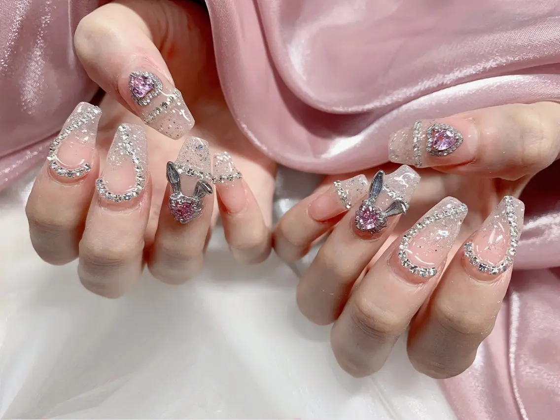 ネイル 長さ出し ジェルネイル キラキラネイル 大理石ネイル(マーブル) ニュアンスネイル Morpho nailのネイルデザイン