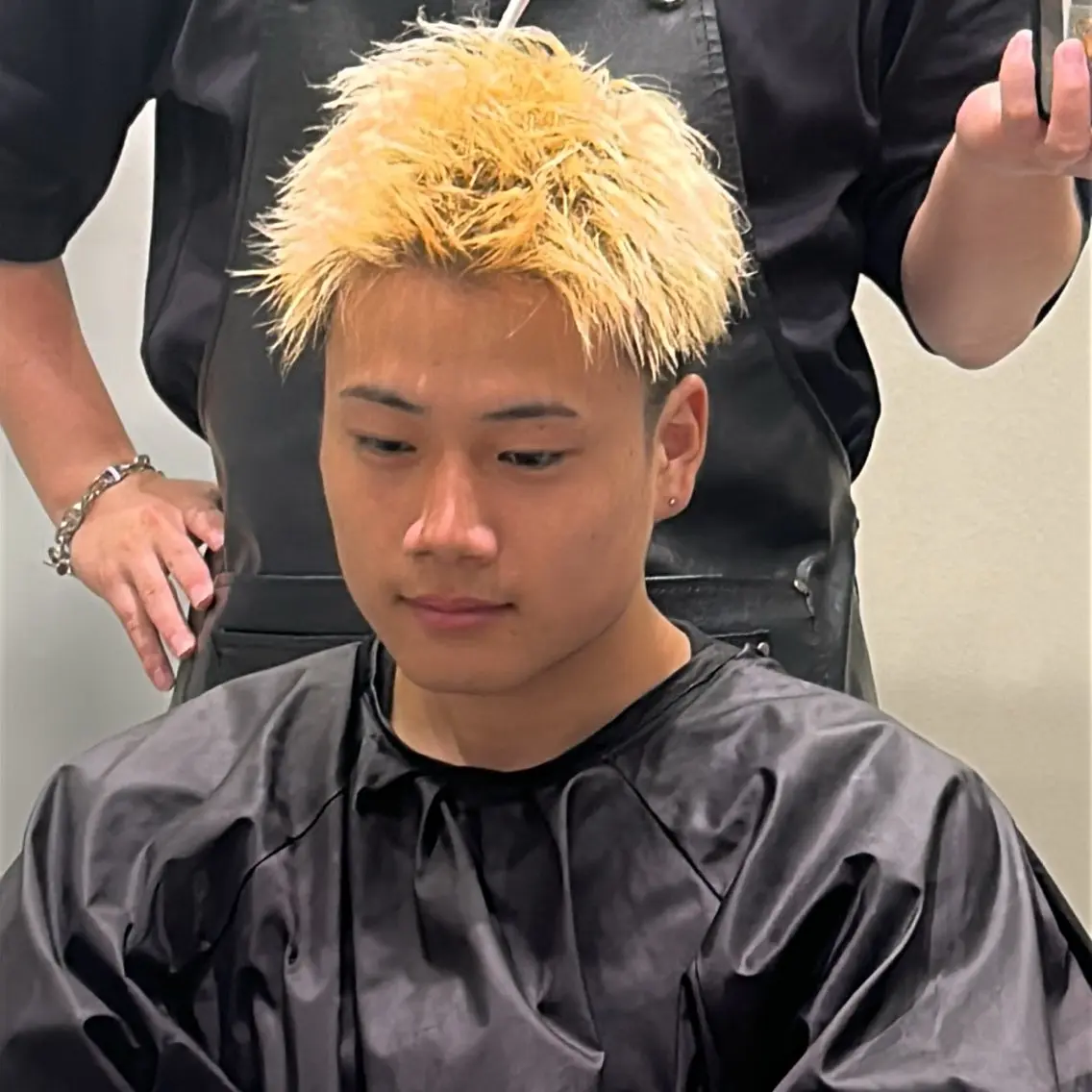 ショート カラー メンズ スパイキーショート ショートヘア カット ヘアカラー 【メンズパーマ特化】 リュウのヘアスタイル