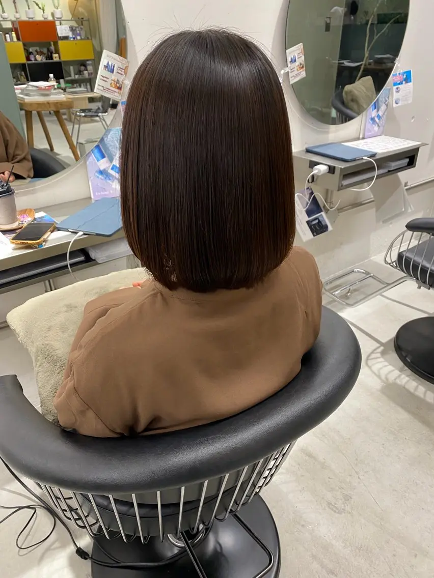 ミディアム 縮毛矯正 縮毛矯正 湯浅 あや果のヘアスタイル