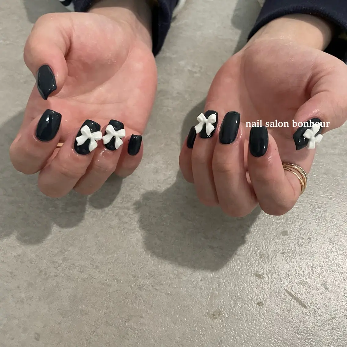 ネイル リボン ハンドネイル nail salon bonheurのネイルデザイン