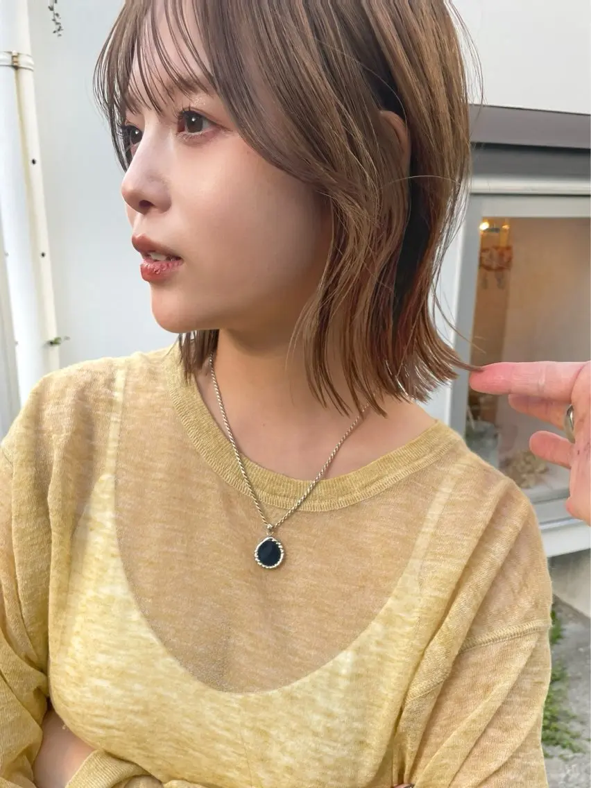 ショート カラー ボブレイヤー ボブ レイヤーカット 結べるレイヤーボブ くびれLady表参道のヘアスタイル