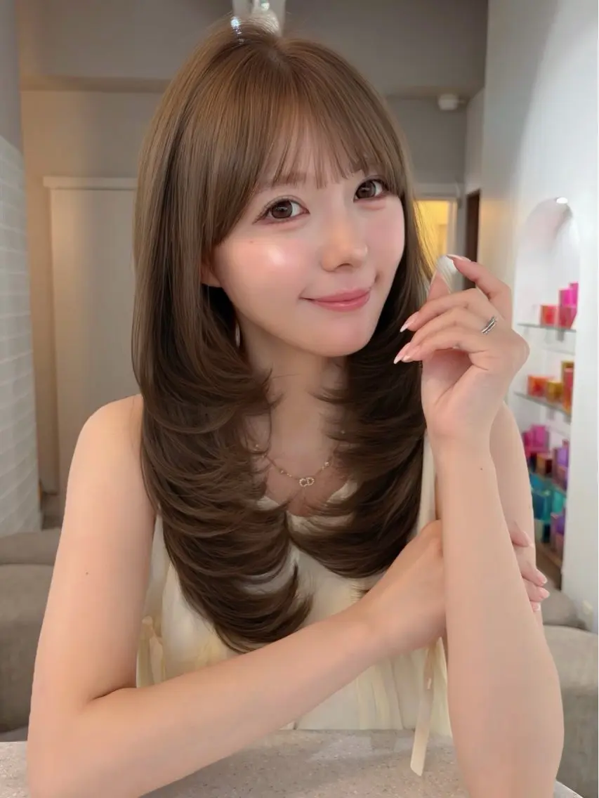 セミロング レイヤーカット カット ヘアカラー 藤野 結衣のヘアスタイル