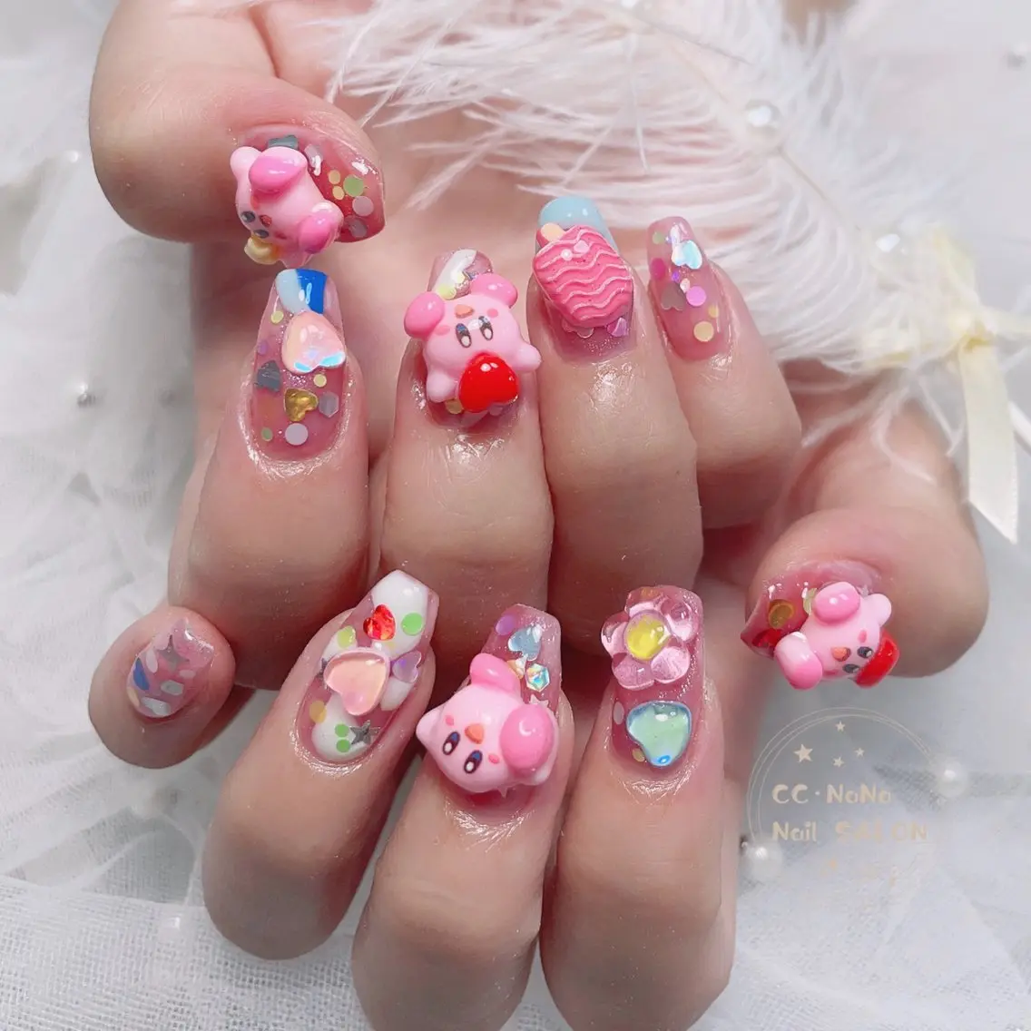 ネイル チークネイル フラッシュネイル ハート キラキラネイル 韓国ネイル ハンドネイル 💎CC・NaNa 韓国風ネイル🌙Cのネイルデザイン
