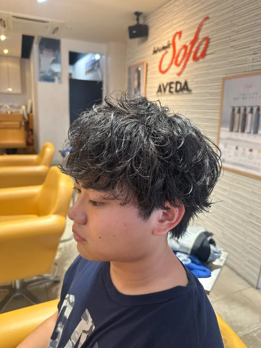 ショート パーマ メンズ メンズパーマ カット 田中 汰知のヘアスタイル