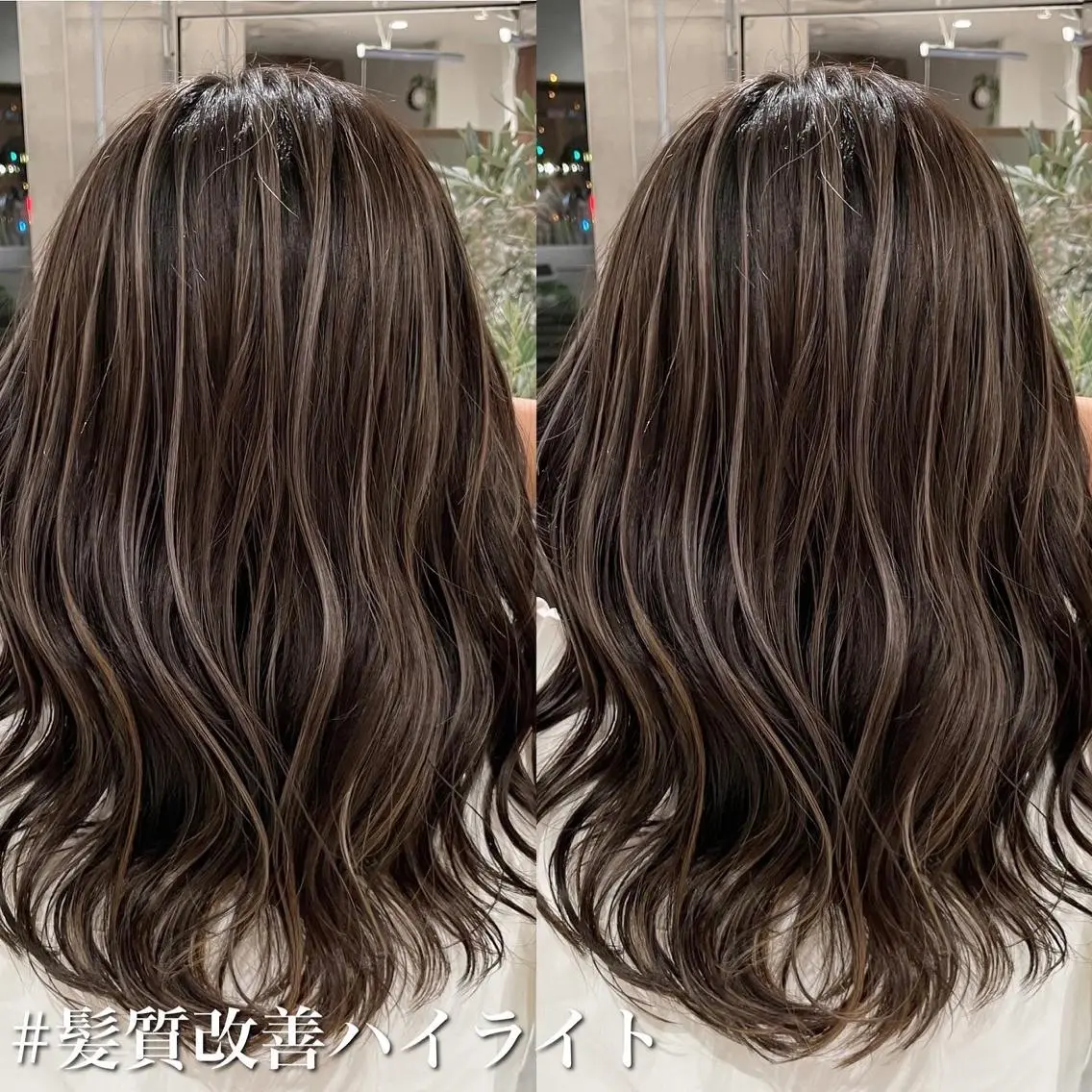 セミロング カラー ヘアアレンジ カット ヘアカラー トリートメント 白髪ぼかしハイライト 茗荷谷駅徒歩2分のヘアスタイル
