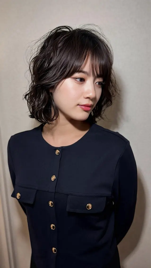 ミディアム パーマ 平 一裕のヘアスタイル