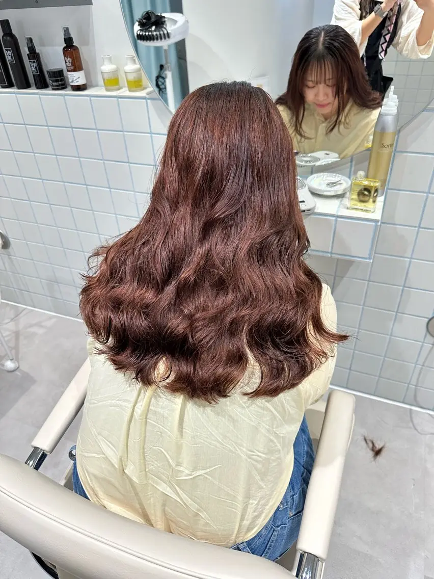 ロング パーマ sena/博多/ コテ巻き風パーマのヘアスタイル