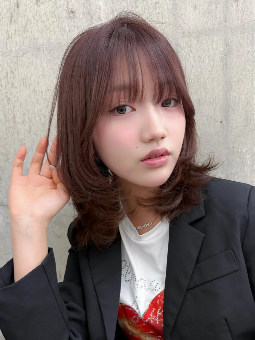 ミディアム カラー ブラウンカラー ラベンダーカラー ラベンダーブラウン ハッシュカット カット ヘアカラー トリートメント 🤍レイヤー✖️透明 感/Haruna🤍のヘアスタイル