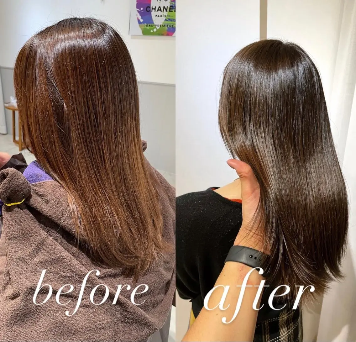 ミディアム カラー ケアカラー カット ヘアカラー トリートメント 過去一の柔髪ヘア 🌿einshairのヘアスタイル