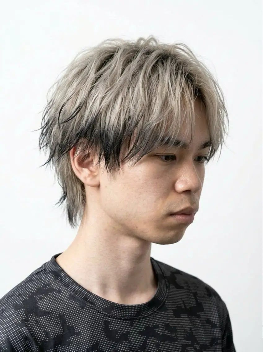 カラー メンズ メンズバレイヤージュ メンズブリーチ メンズハイトーン メンズメッシュ バレイヤージュ カット ヘアカラー 心斎橋メンズサロン リベルテグリットのヘアスタイル