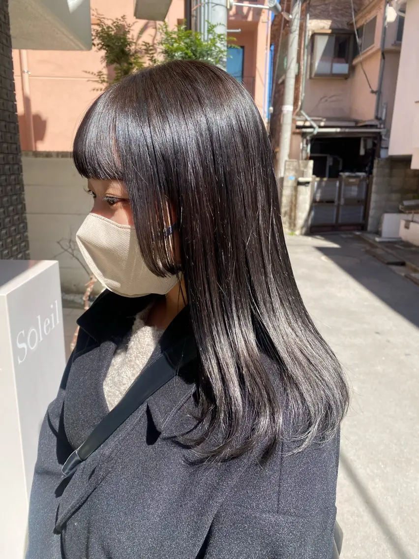 セミロング カラー グレージュ 姫カット カット ヘアカラー トリートメント グレージュ/レイヤー /韓国ヘア/RISAのヘアスタイル