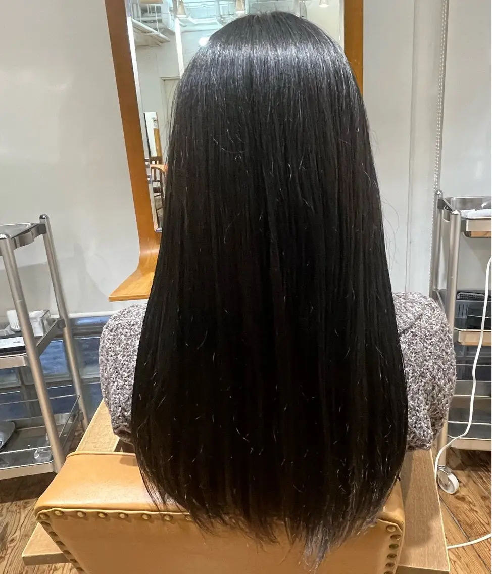 ロング カラー 黒髪 ブルーカラー ブルーブラック 透明感カラー メンズカット/カラー 🐳KOKOROのヘアスタイル