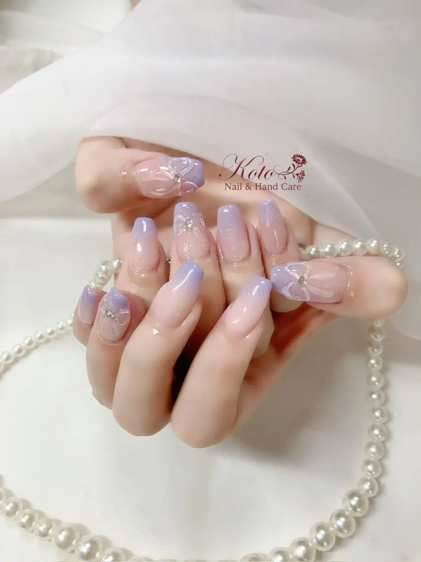 ネイル 長さ出し ジェルネイル 持ち込み ニュアンスネイル 赤色 ハンドネイル Nail Salon KOTOのネイルデザイン