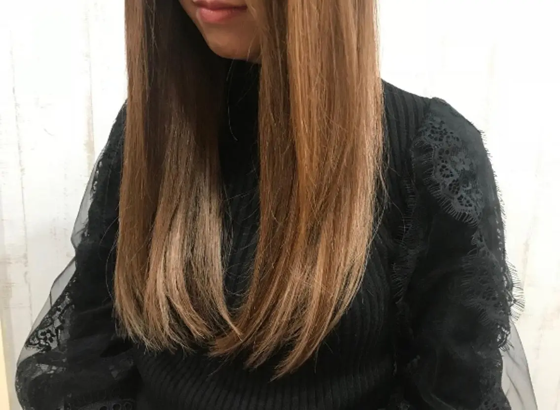 ロング カラー パーマ ヘアアレンジ チビ編み込みエクステ シールEXどぅ〜すのヘアスタイル