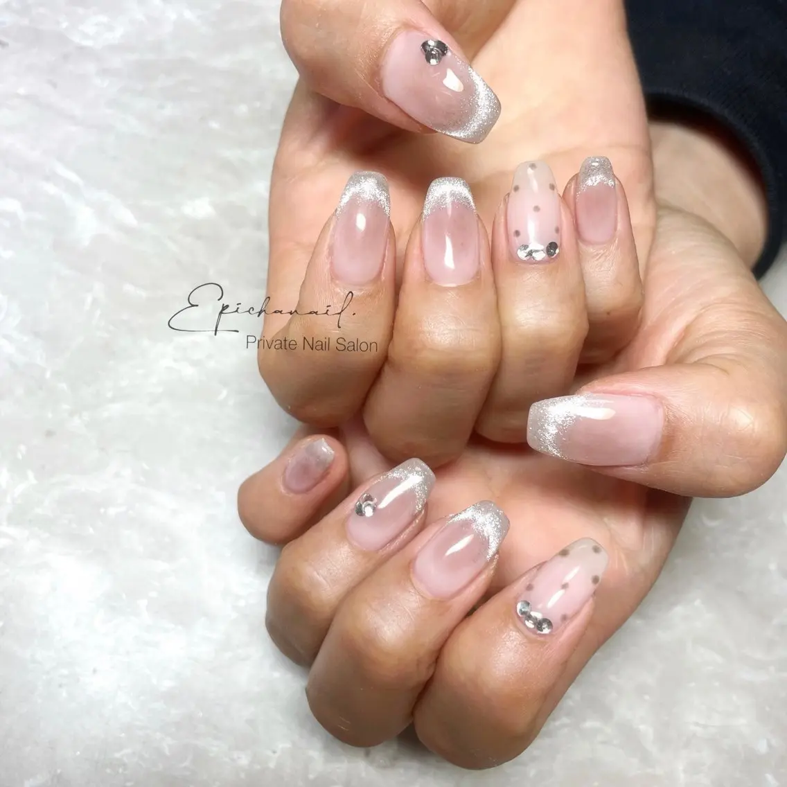 ネイル フレンチネイル マグネットネイル マグネットフレンチ EPICHA NAILのネイルデザイン