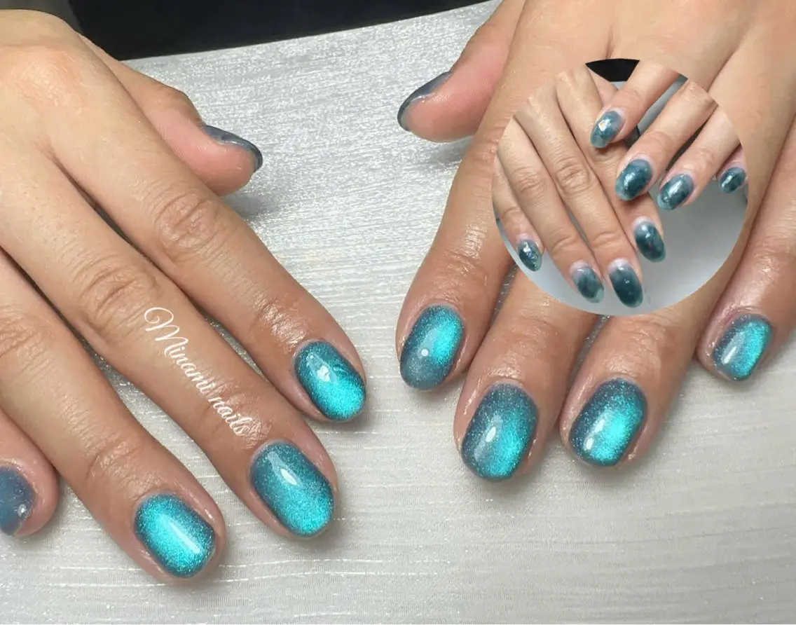 ネイル アートネイル オーロラネイル ガーリー キラキラネイル 韓国ネイル ハンドネイル Minami Nailsのネイルデザイン
