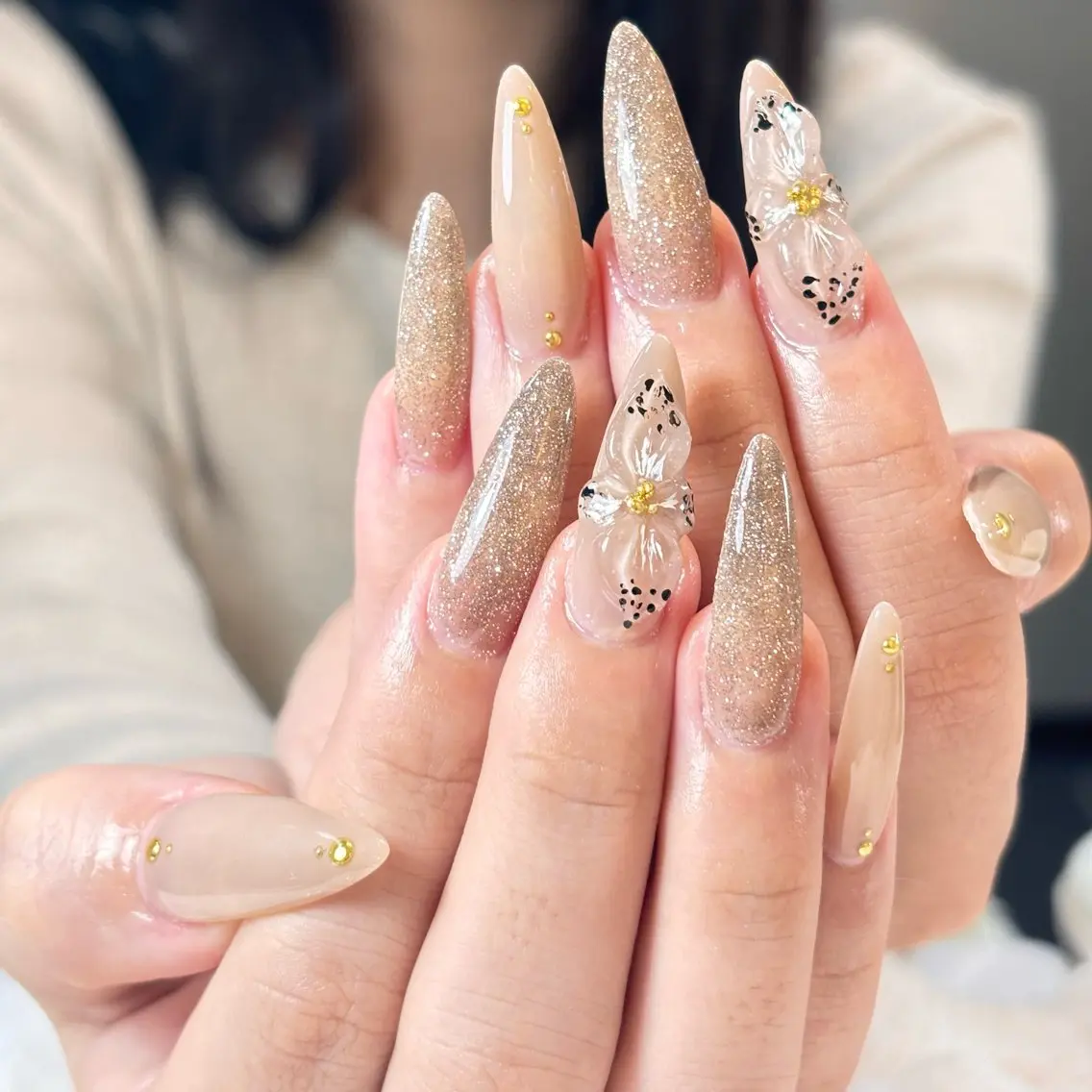 ネイル 桜ネイル 長さ出し フレンチネイル 韓国ネイル マグネットネイル Kiwami nailsalonのネイルデザイン