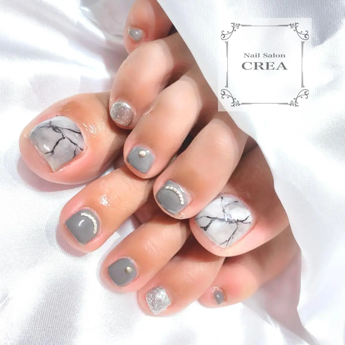 ネイル フットネイル 大理石ネイル(マーブル) NailSalon CREAのネイルデザイン