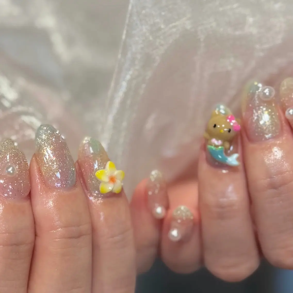 ネイル アートネイル 夏ネイル yume 🎀大人ガーリー🎀のネイルデザイン
