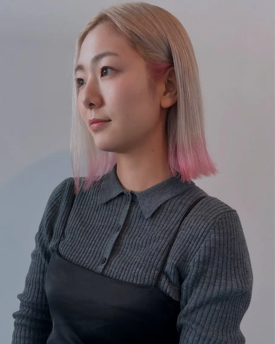 ミディアム カラー ヘアカラー トリートメント ピンクカラー美容師 新宿美容室🎀のヘアスタイル