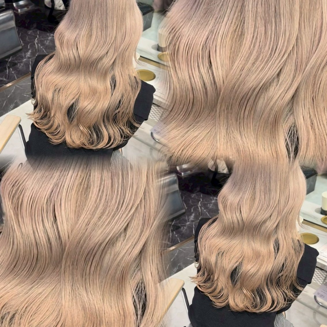 ロング カラー カット ヘアカラー トリートメント ヘアセット クルミ🤍推し活 🎀ピンクカラーのヘアスタイル