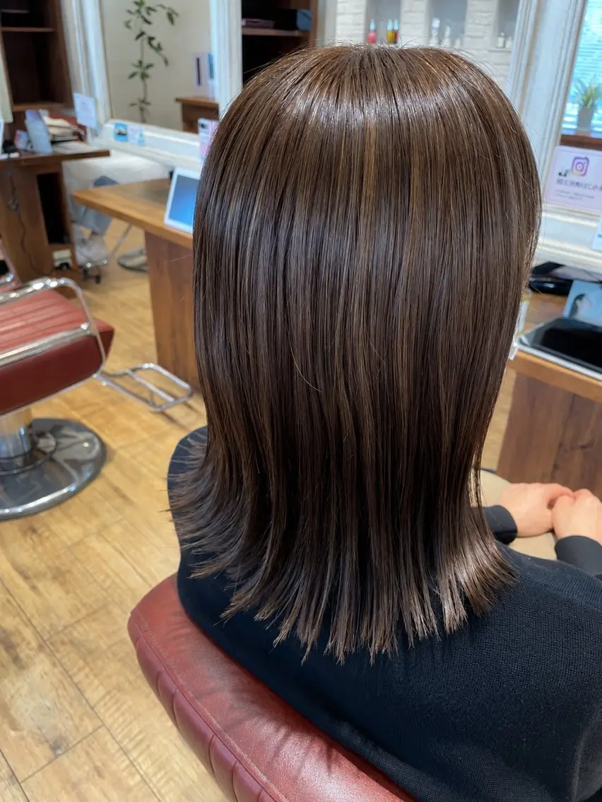 ミディアム 切りっぱなしボブ ボブ カット ヘアカラー ヘッドスパ 《メンズ垢抜け》 marinaのヘアスタイル