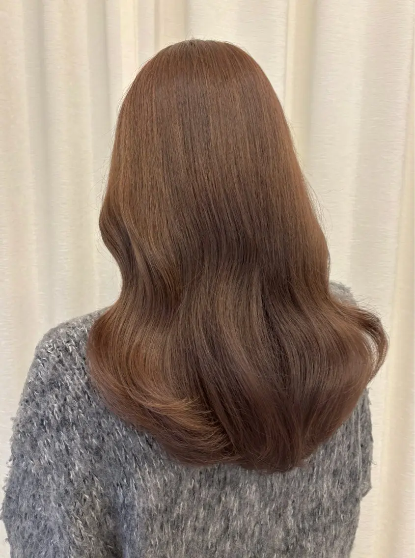 セミロング カラー ベージュカラー ブリーチ ヘーゼル ブリーチなしカラー 韓国風ヘア カット ヘアカラー トリートメント 藤野 結衣のヘアスタイル