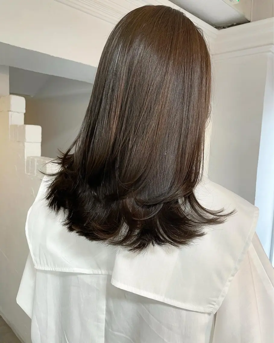 ミディアム カット ヘアカラー トリートメント 平 ちひろのヘアスタイル