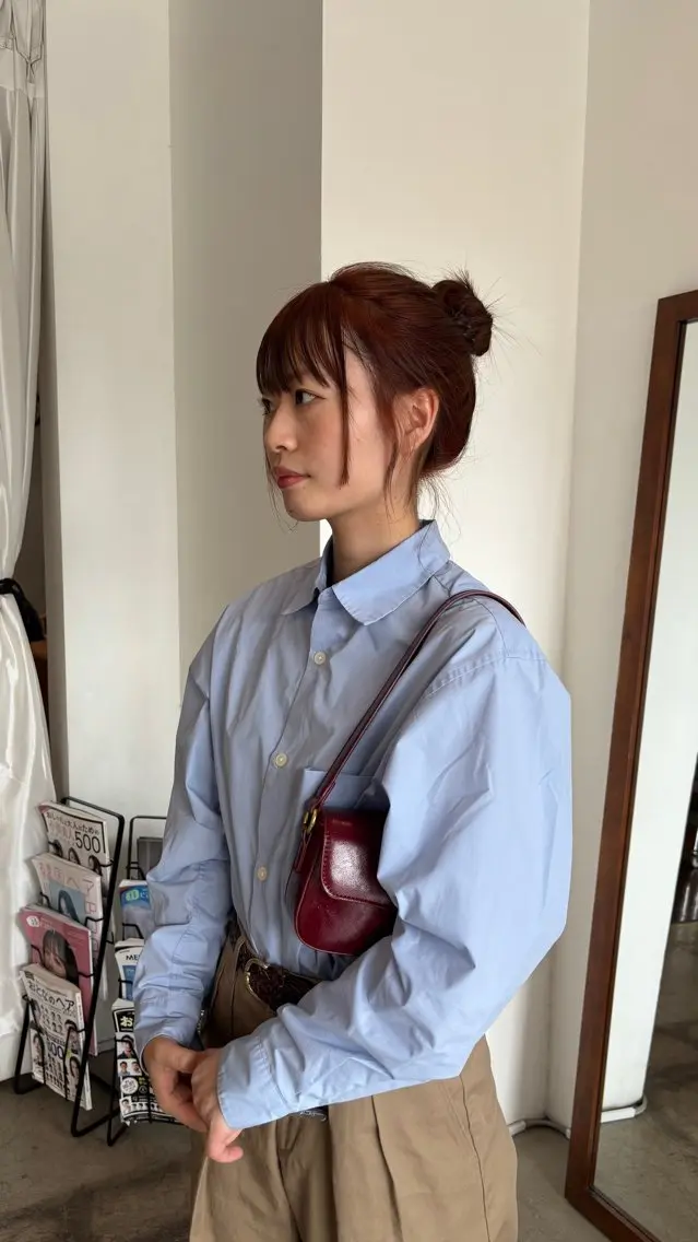 カラー ブリーチ ダブルカラー ブリーチなしカラー オレンジ ひいろ パーマ/カットモデルのヘアスタイル