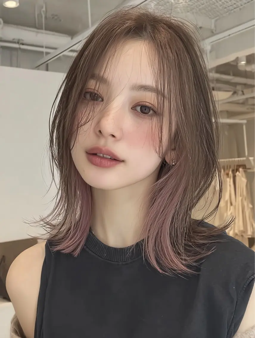 ミディアム 永瀬 恵のヘアスタイル