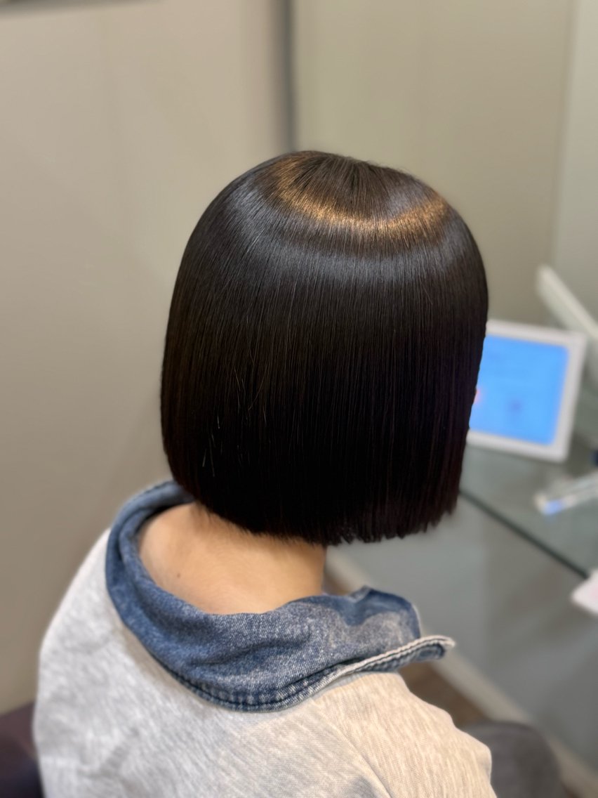 ショート 切りっぱなしボブ ボブ 縮毛矯正 仲嶋 愛歌のヘアスタイル