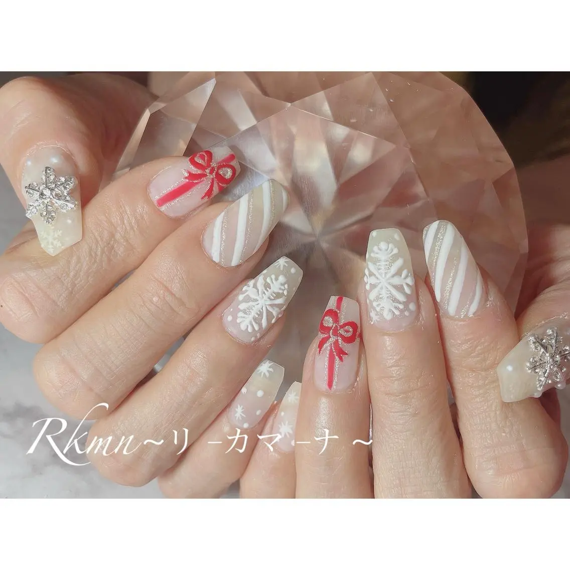 ネイル アートネイル マットネイル リボン 春ネイル ホワイト ハンドネイル フットネイル ハンドケア Rkmn ~リ-カマ-ナ~のネイルデザイン