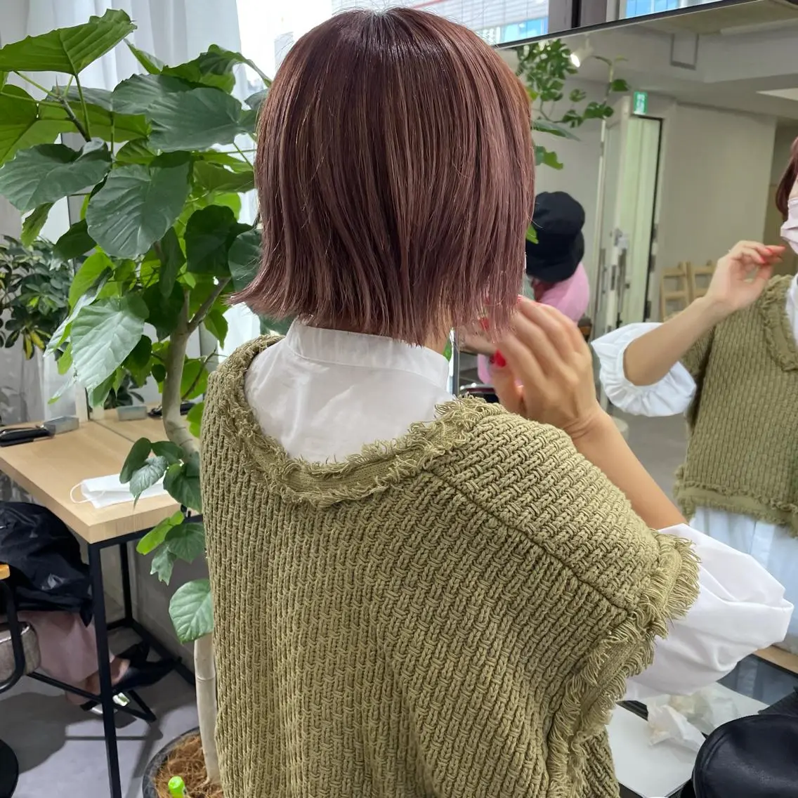 ショート カラー ピンクカラー ボブ メンズカット メンズパーマのヘアスタイル